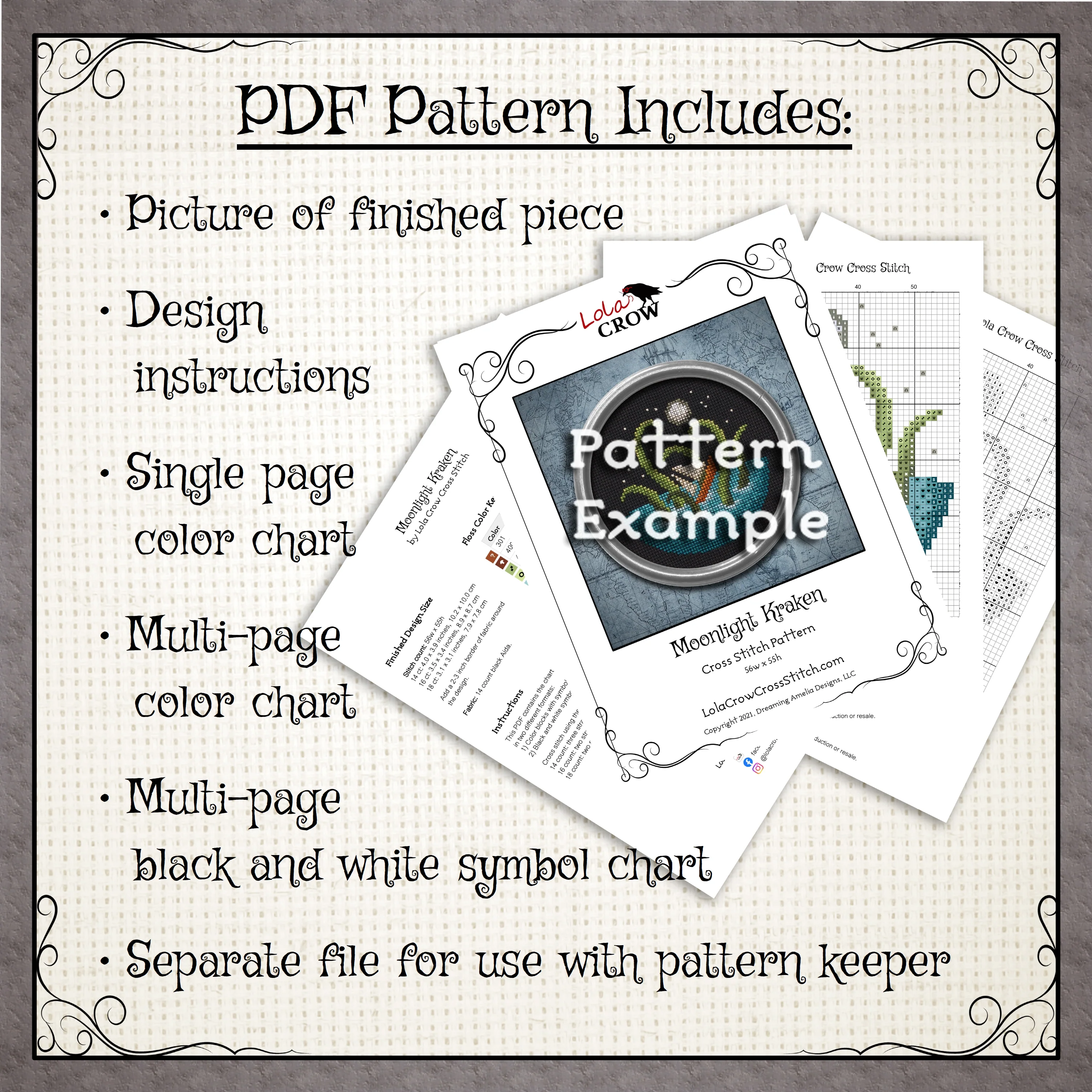 Acorns and Friends - Digital PDF Cross Stitch Pattern - Image 3