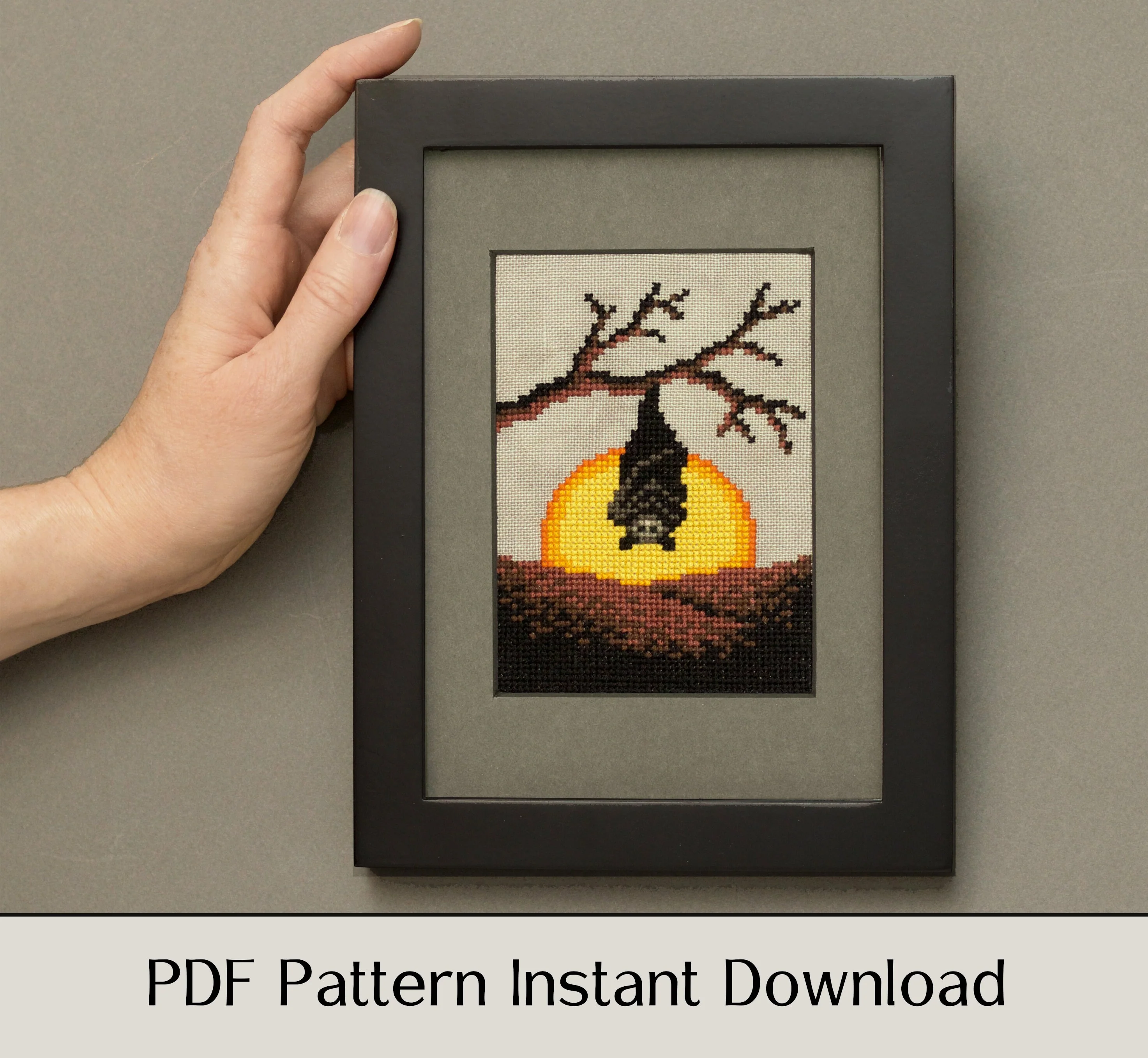 Sunset Fruit Bat - Digital PDF Cross Stitch Pattern - Image 3