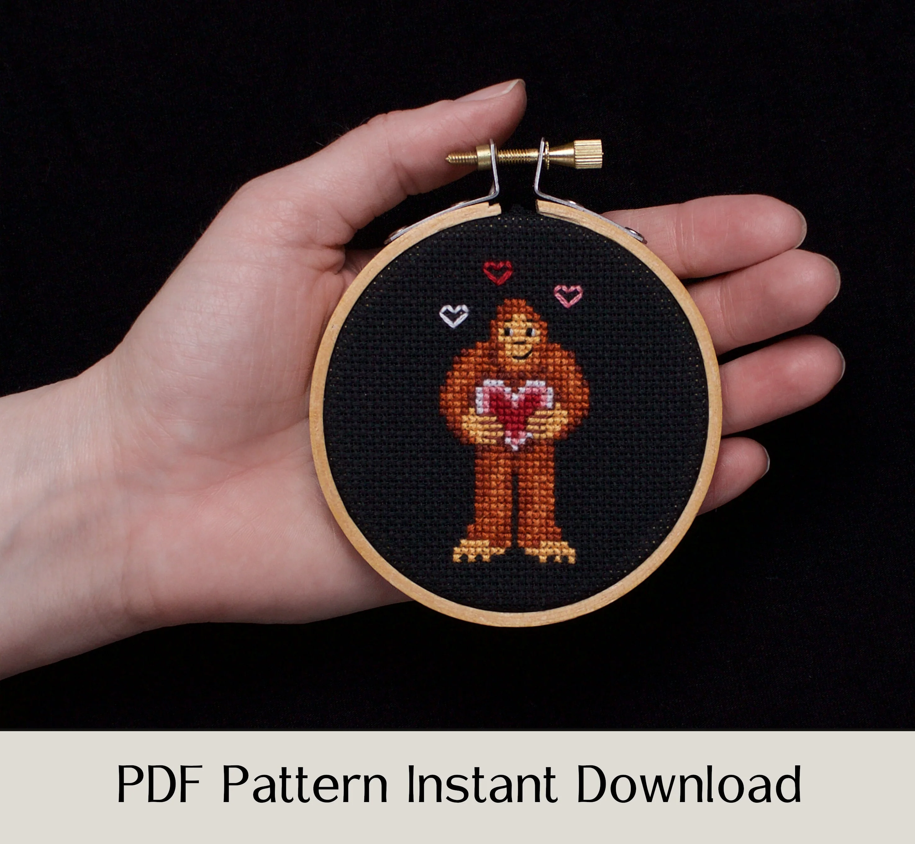 Bigfoot Valentine - Digital PDF Cross Stitch Pattern - Image 3