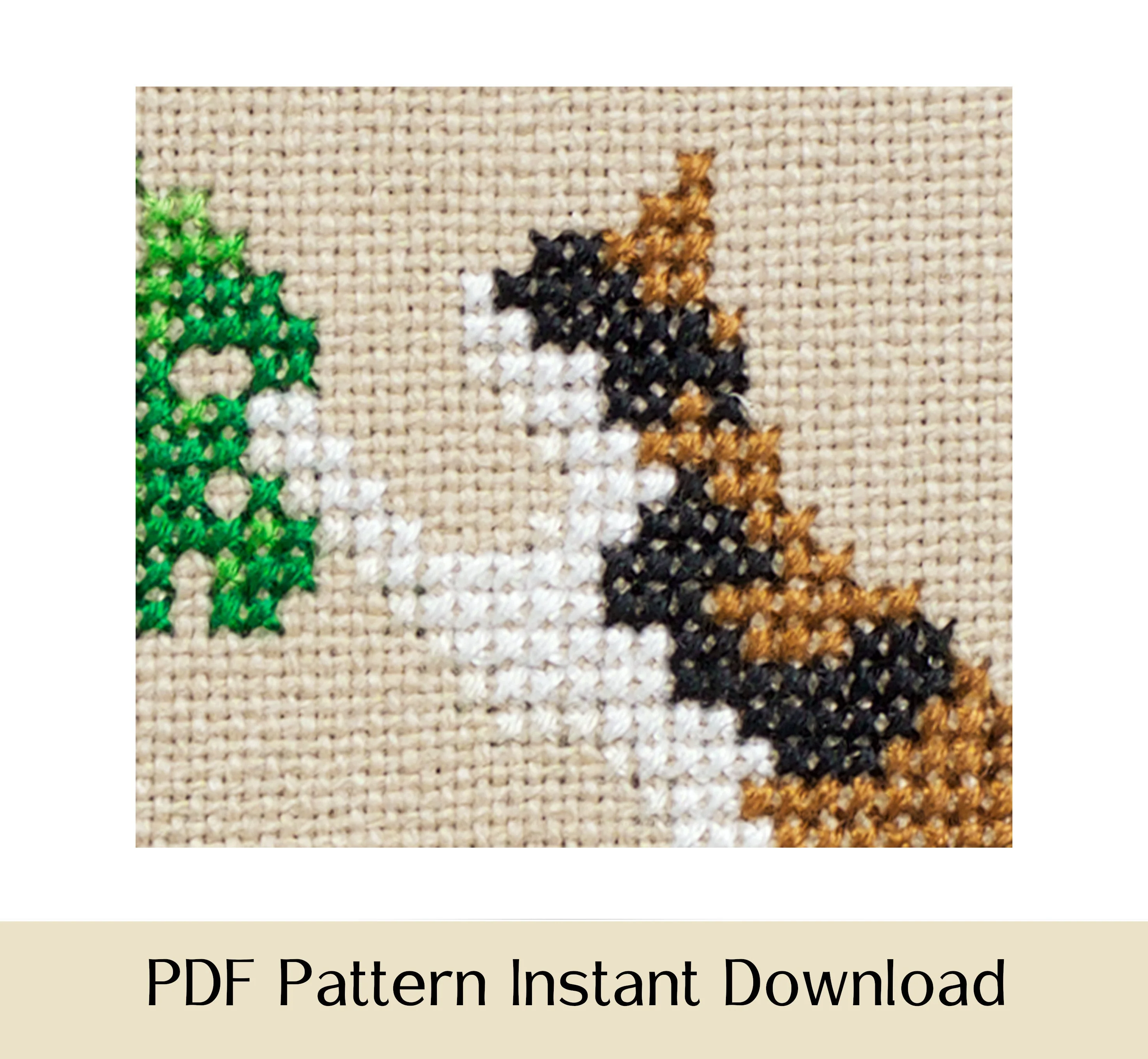 Cat and Monstera Plant - Digital PDF Cross Stitch Pattern - Image 3