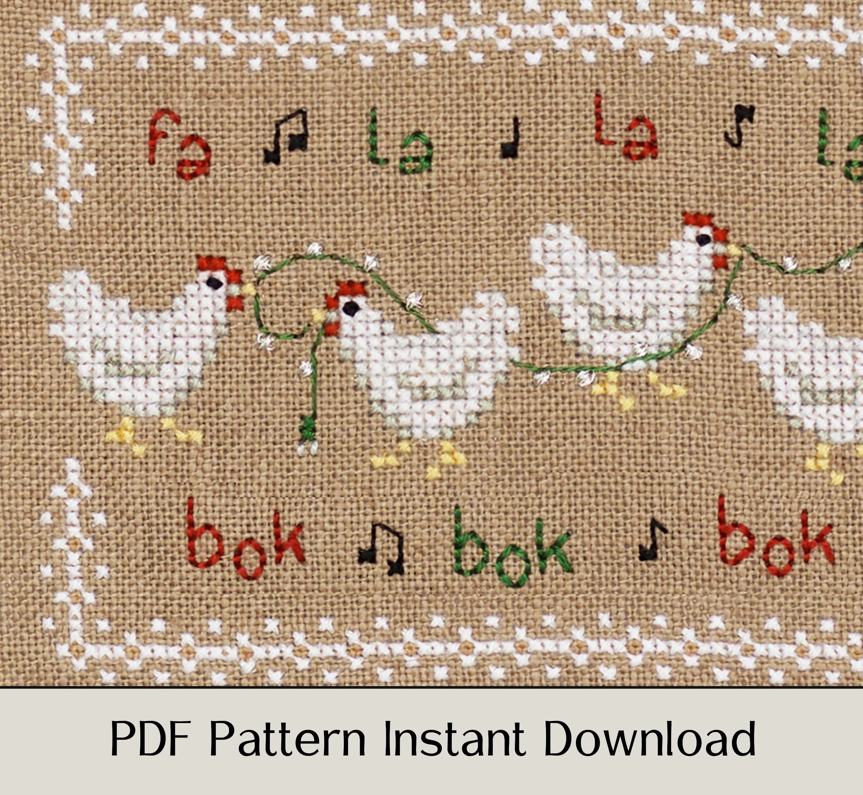 Fa La La Bok Bok - Digital PDF Cross Stitch Pattern - Image 3