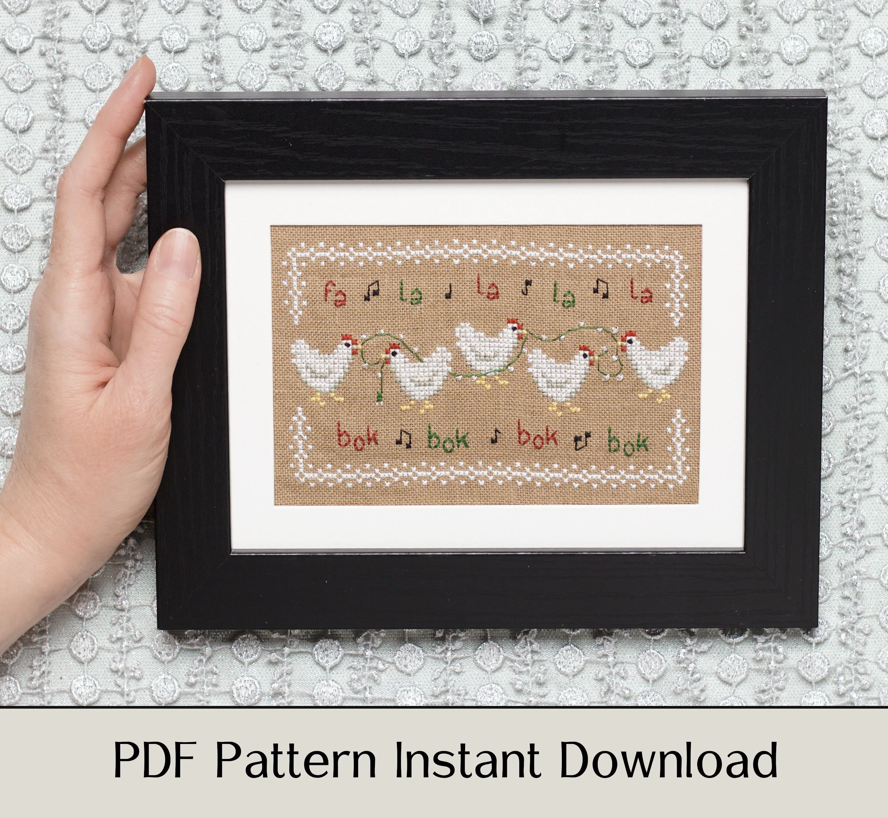 Fa La La Bok Bok - Digital PDF Cross Stitch Pattern - Image 4