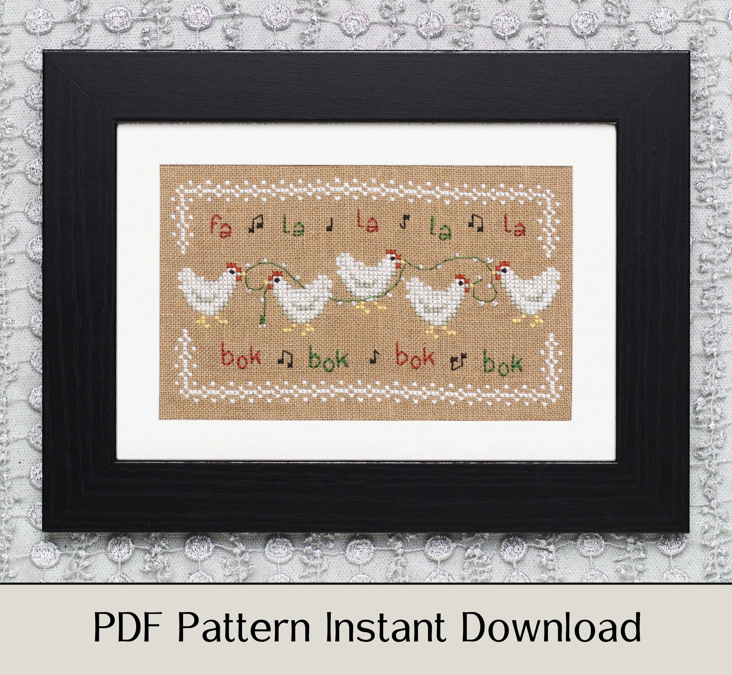 Fa La La Bok Bok - Digital PDF Cross Stitch Pattern - Image 5
