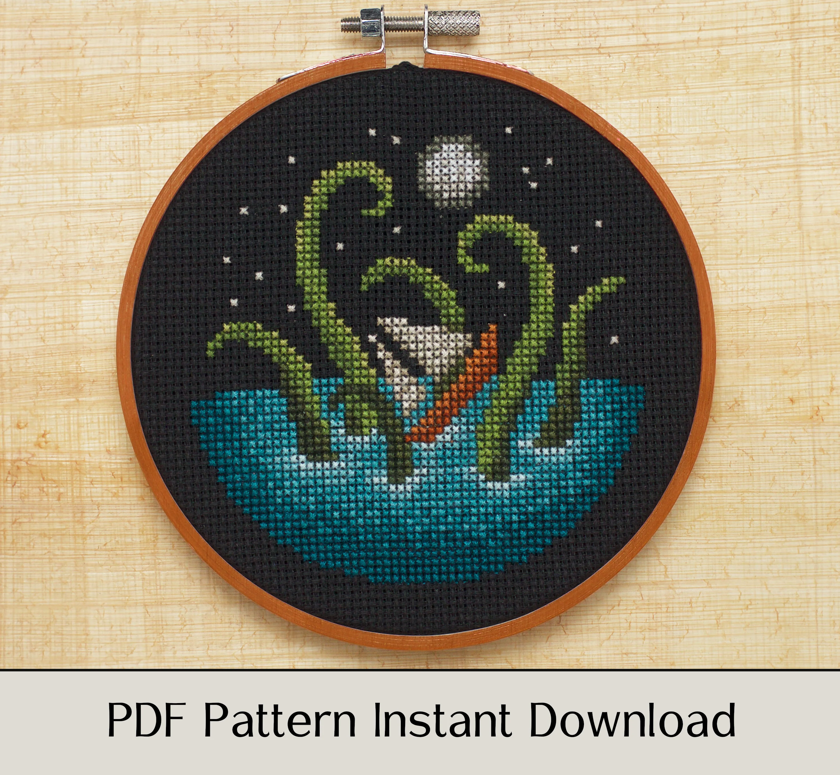 Moonlight Kraken - Digital PDF Cross Stitch Pattern - Image 4