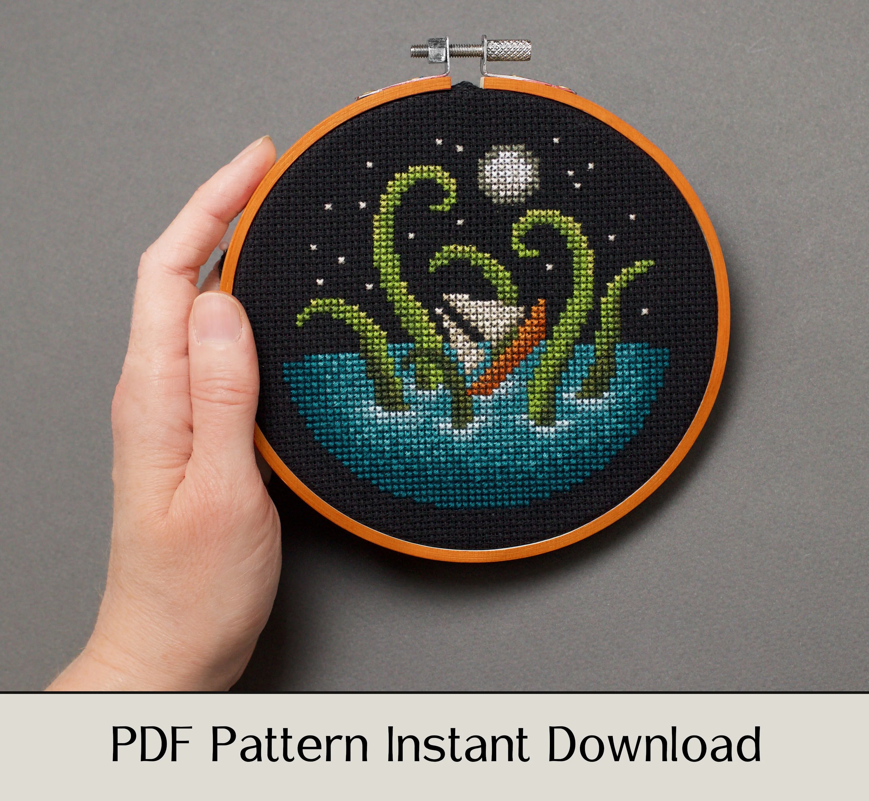Moonlight Kraken - Digital PDF Cross Stitch Pattern - Image 5