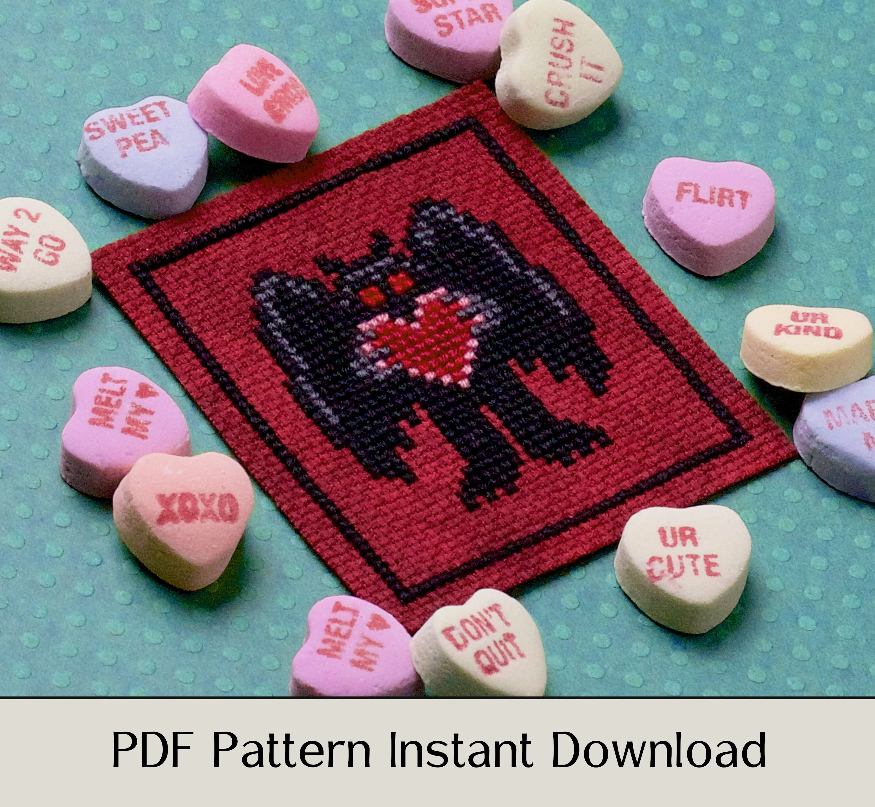 Mothy Valentine - Digital PDF Cross Stitch Pattern - Image 3