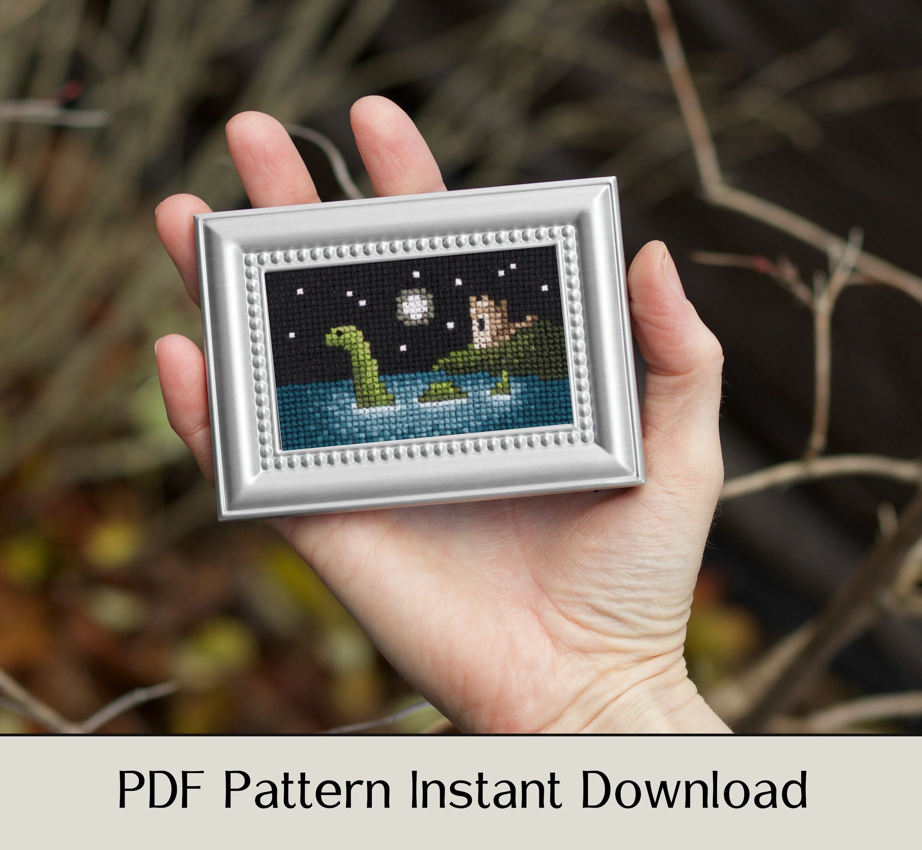 Moonlight Nessie - Digital PDF Cross Stitch Pattern - Image 4