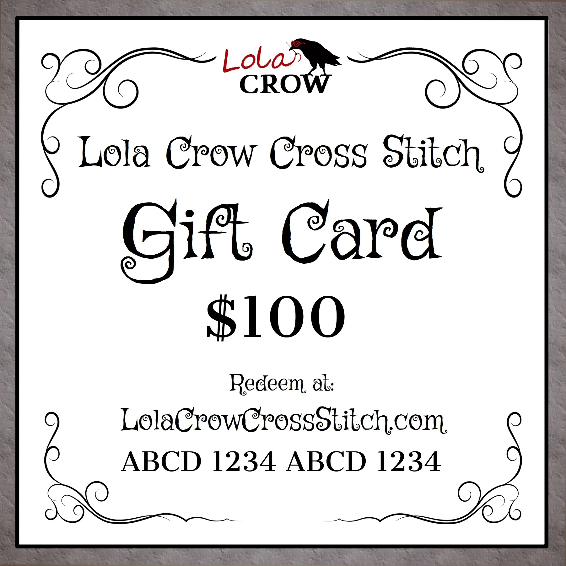 Lola Crow Cross Stitch Digital Gift Card - Image 4