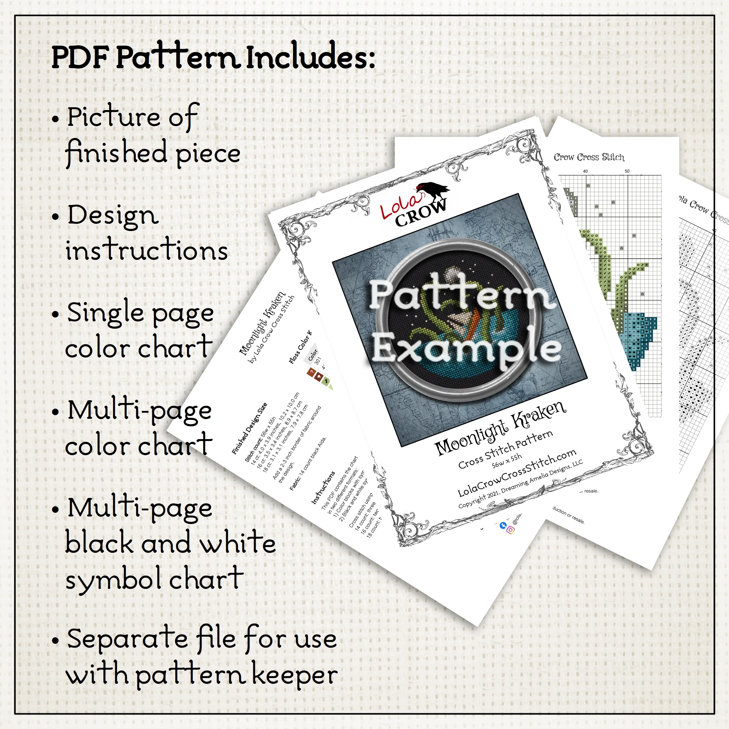 Moonlight Pumpkin Carving - Digital PDF Cross Stitch Pattern - Image 4