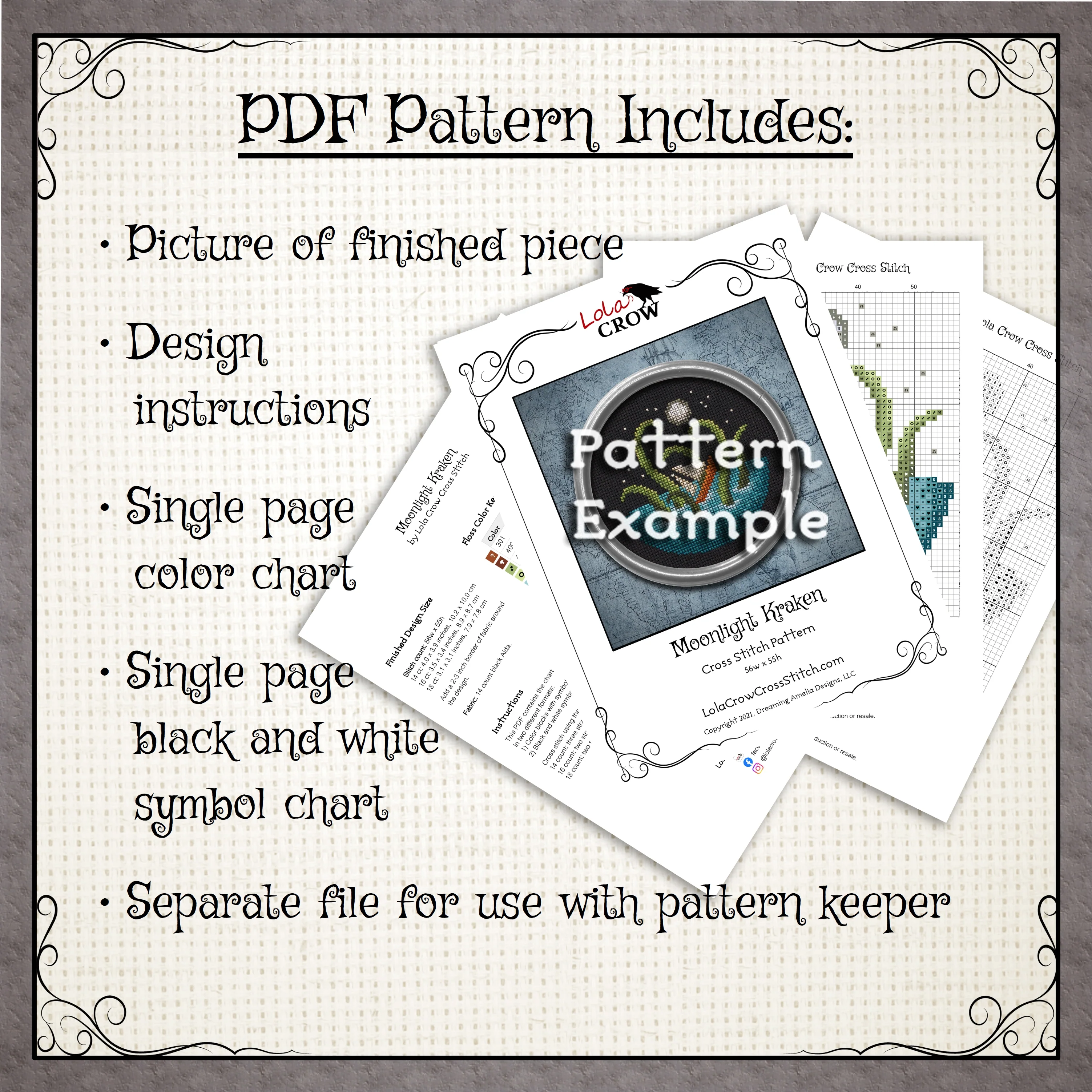 Crows in Love - Digital PDF Cross Stitch Pattern - Image 3